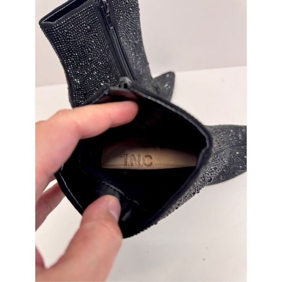 INC Boots Size 5 Black Womens Dressy High Heel Pointed Toe Rhinestones NEW - Picture 8 of 10